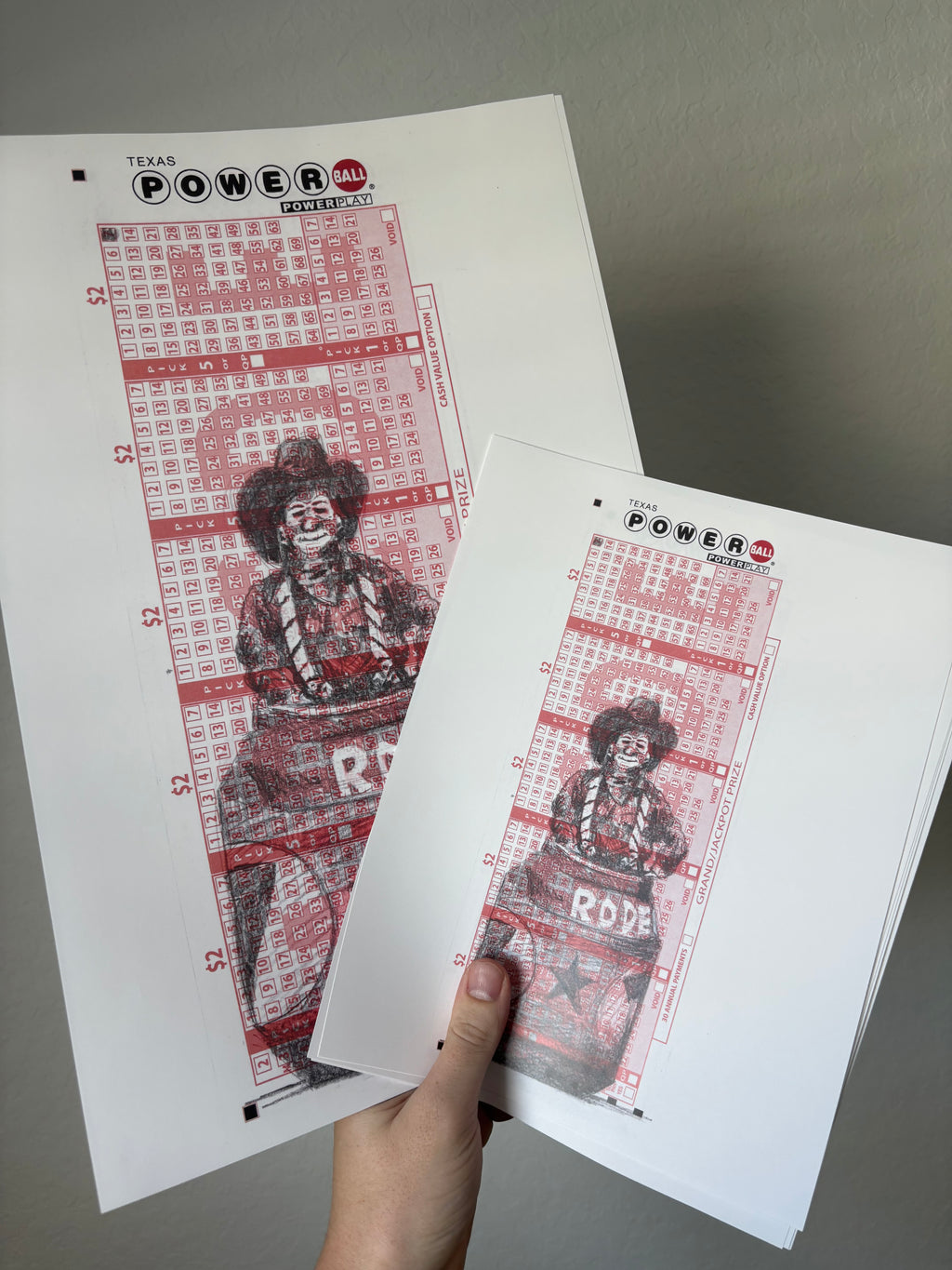 Rodeo Clown Power Ball Ticket Art Print